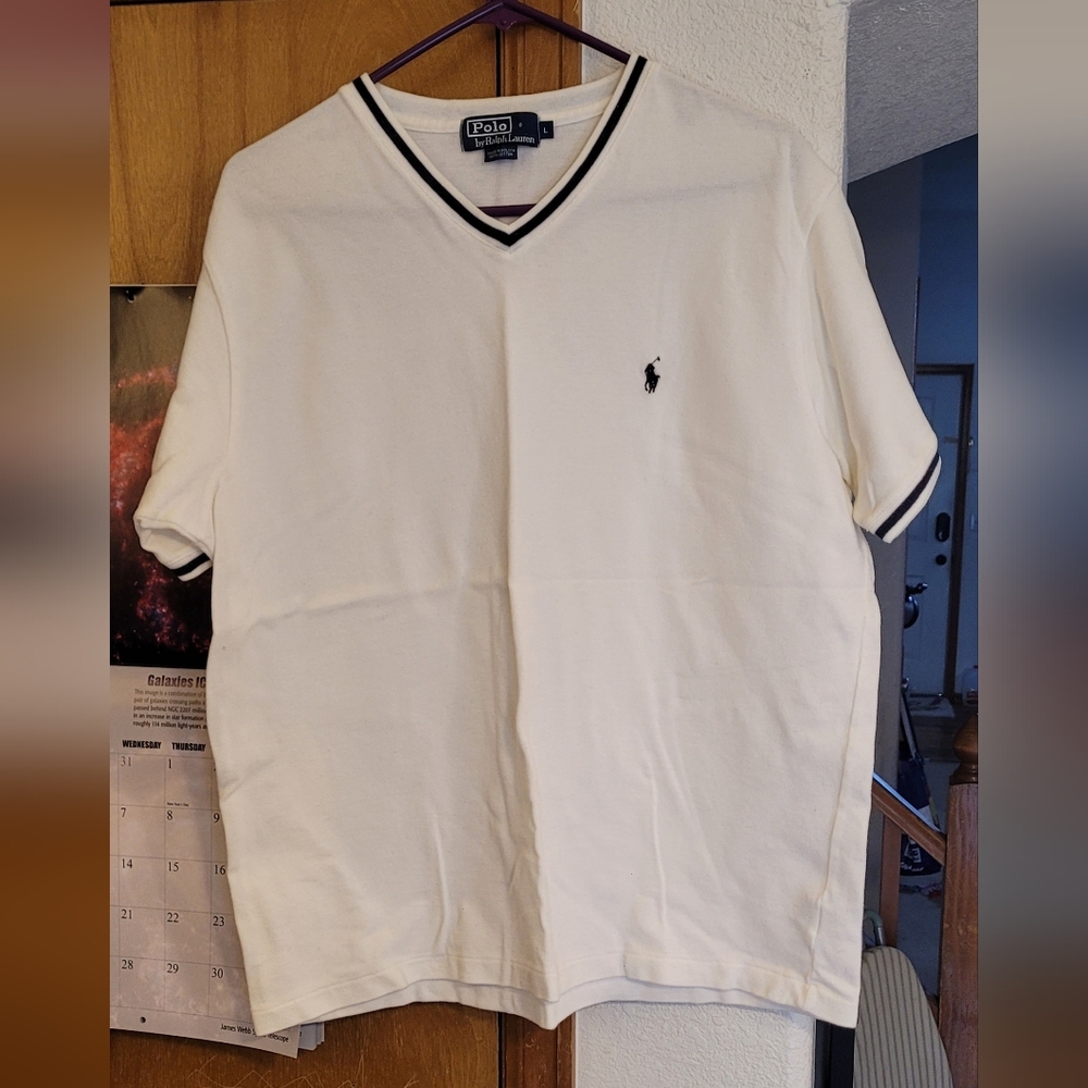 Ralph Lauren Cream T-Shirt with Black Trim